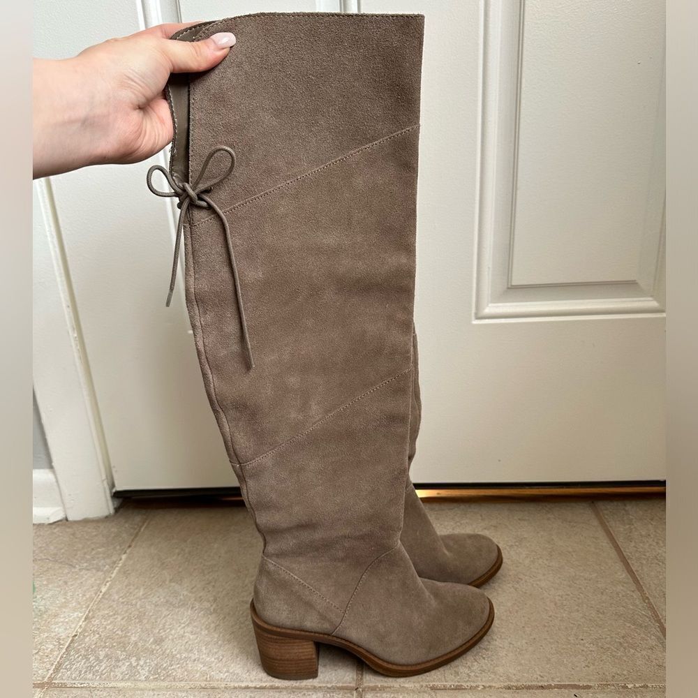 Lucky Brand Ralsky Over‎ the Knee Suede Boot size 6.5 boots real leather beige